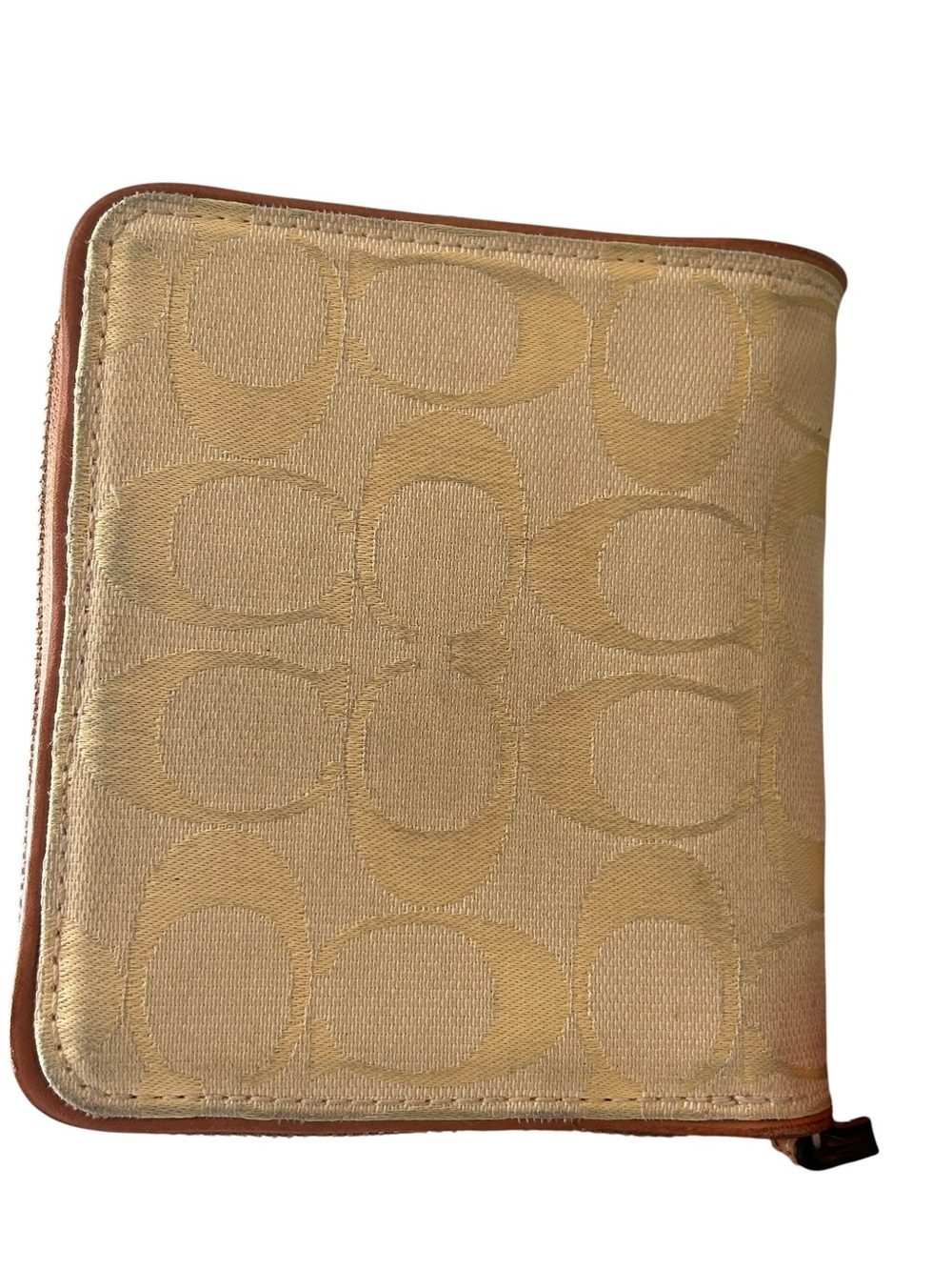 Coach Yellow Jacquard Shoulder Bag with Tan Leather Trim & wallet - Picture 4 of 14